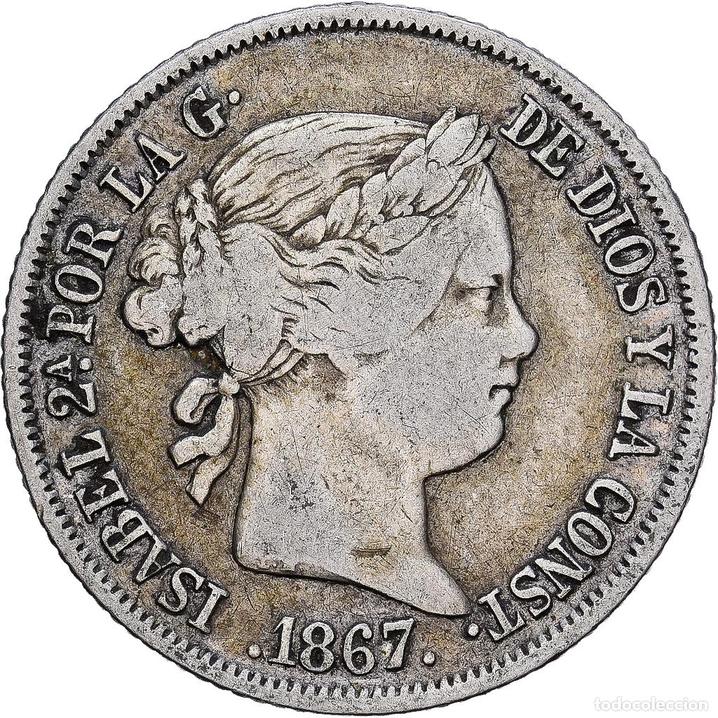 Monedas de Espa&ntilde;a: [#1121689] Espa&ntilde;a, Isabel II, 40 Centimos, 1867, Cadiz, Plata, BC+, KM:628.2