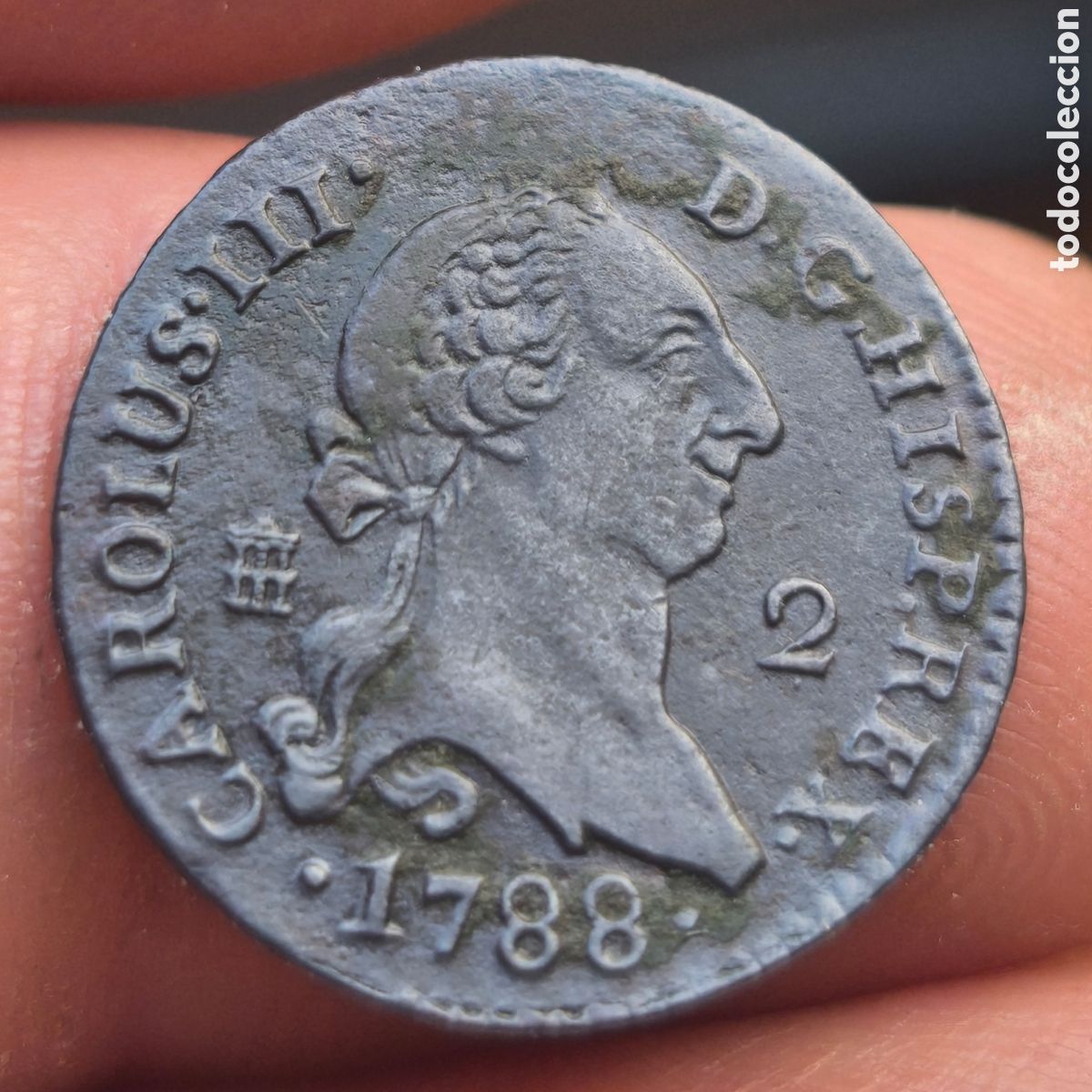 Monedas de Espa&ntilde;a: Carlos III 1788 2 maravedis Segovia