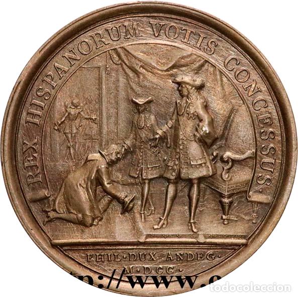 Monedas de Espa&ntilde;a: Luis XIV Francia El Rey Sol Medalla Adhesi&oacute;n de Felipe V al trono de Espa&ntilde;a