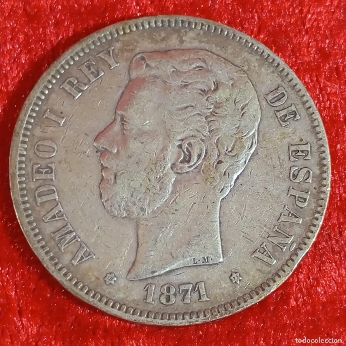 Monedas de Espa&ntilde;a: MONEDA - AMADEO I - 1871 - ESTRELLA 71 - 5 PESETAS - 24,78 g - SDM - PLATA / 71