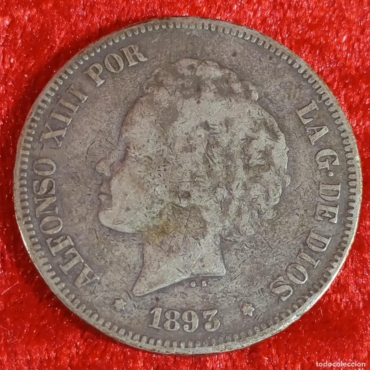 Monedas de Espa&ntilde;a: MONEDA - ALFONSO XIII - 1893 - ESTRELLA ?? - 5 PESETAS - 24,63 g - PGM - PLATA / 89