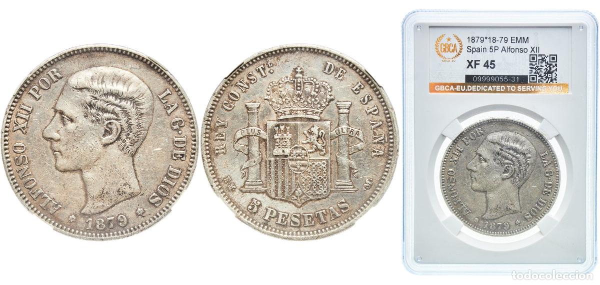 Monnaies d'Espagne: Spain Kingdom 1879 18-79 EMM 5 Pesetas - Alfonso XII (2nd portrait) Silver (.900) Madrid Mint (163