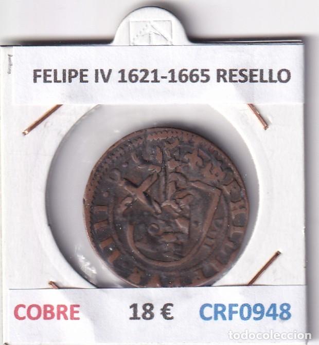 Monedas de Espa&ntilde;a: CRF0948 MONEDA ESPA&Ntilde;A FELIPE IV 1621-1665 RESELLO COBRE