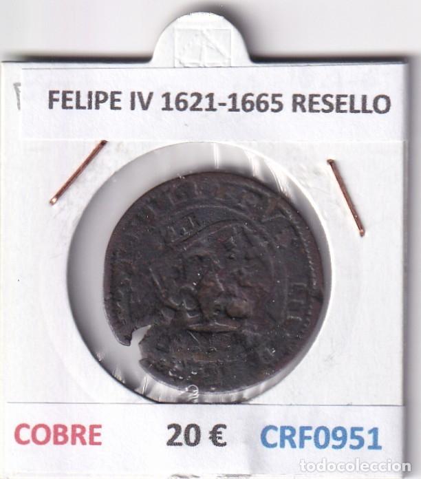 Monedas de Espa&ntilde;a: CRF0951 MONEDA ESPA&Ntilde;A FELIPE IV 1621-1665 RESELLO COBRE