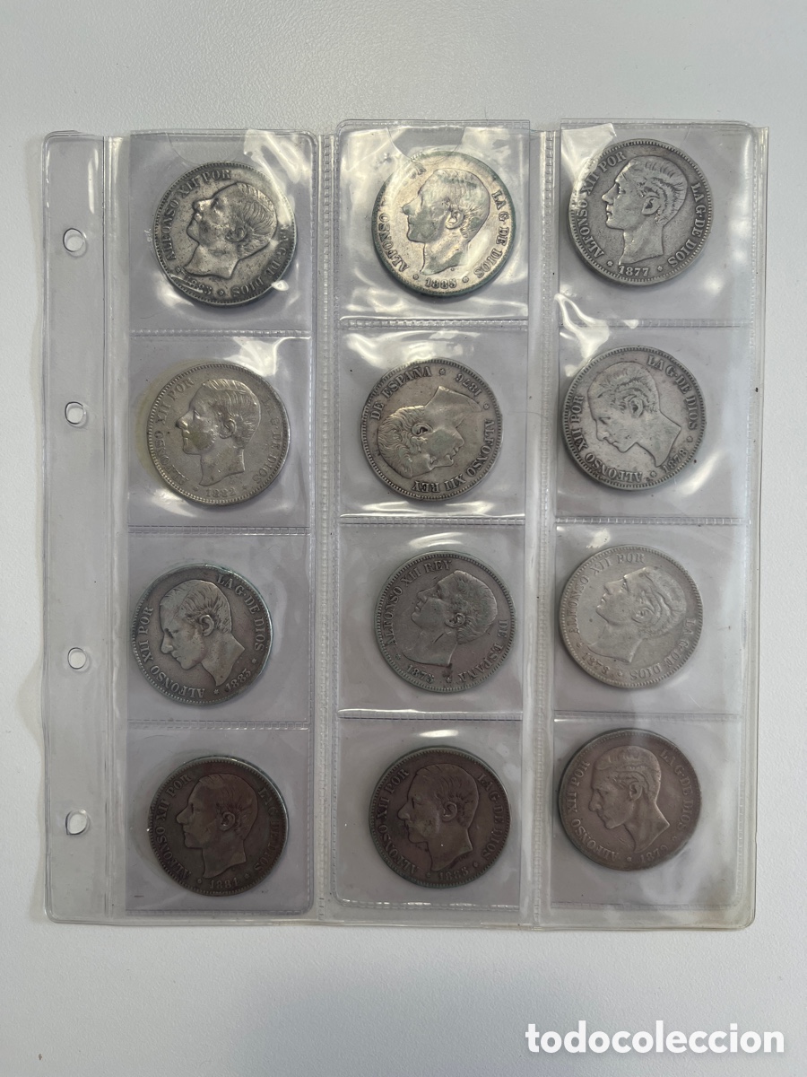 Monedas de Espa&ntilde;a: Lote 12 monedas 5 pesetas PLATA Alfonso XII REY Espa&ntilde;a