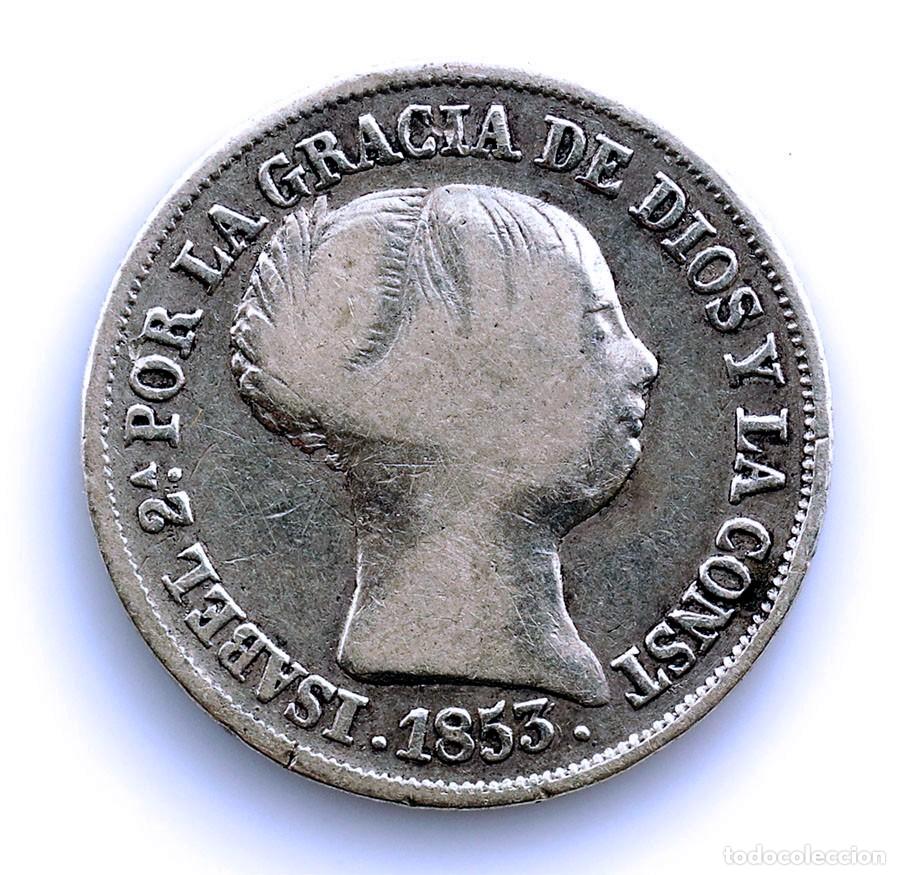 Monedas de Espa&ntilde;a: SC. Spain-Isabel II. 2 reales 1853 Barcelona Plata 2,5 g.