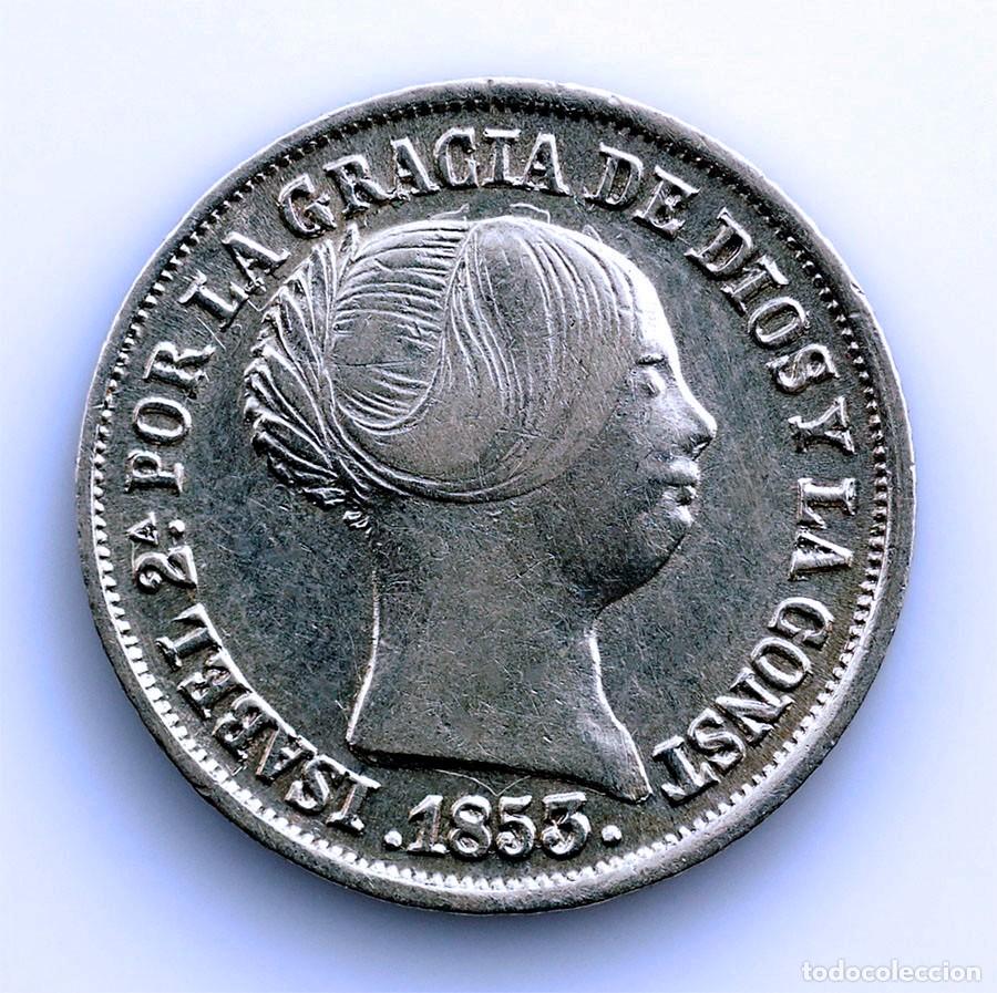 Monedas de Espa&ntilde;a: SC. Spain-Isabel II. 2 reales 1853 Sevilla. MBC+/VF+ Plata 2,5 g.
