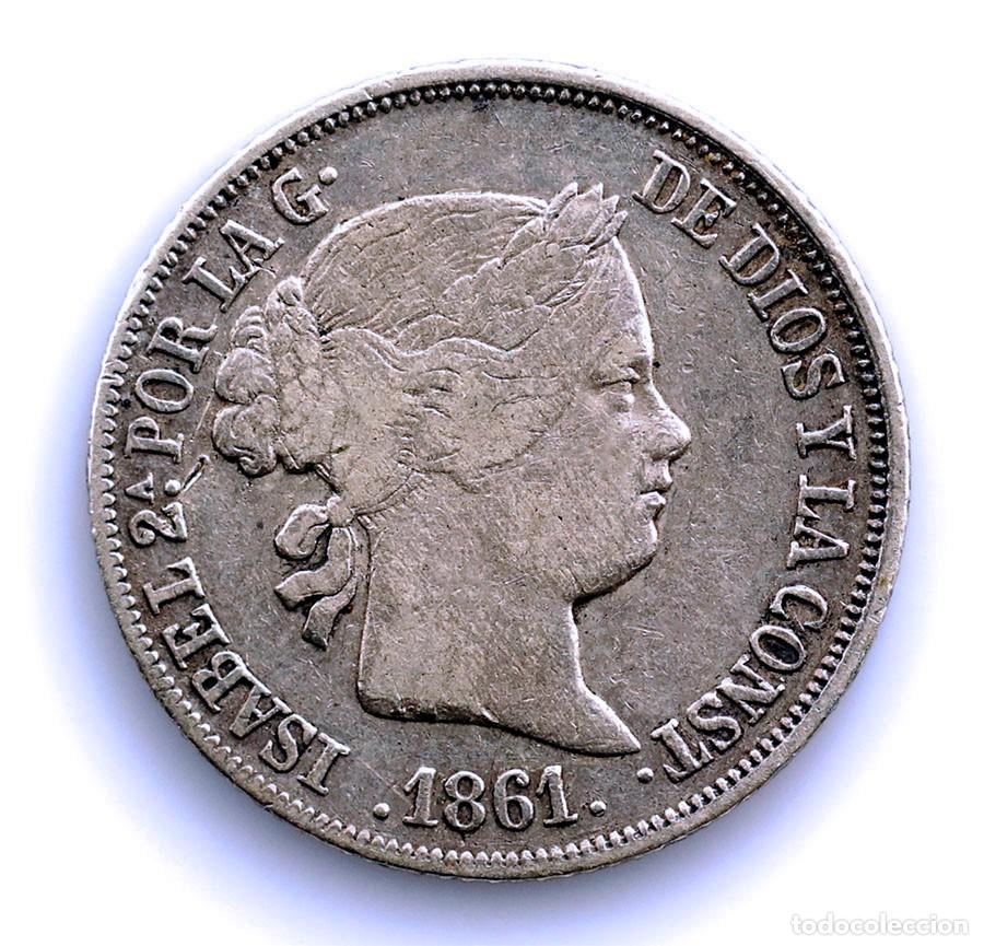 Monedas de Espa&ntilde;a: SC. Spain-Isabel II. 2 reales 1861 Madrid. Plata 2,5 g.