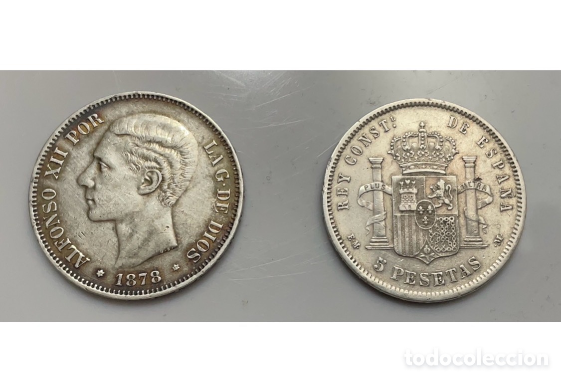 Monedas de Espa&ntilde;a: Lote 5 pesetas 1878 -78 DEM, EMM