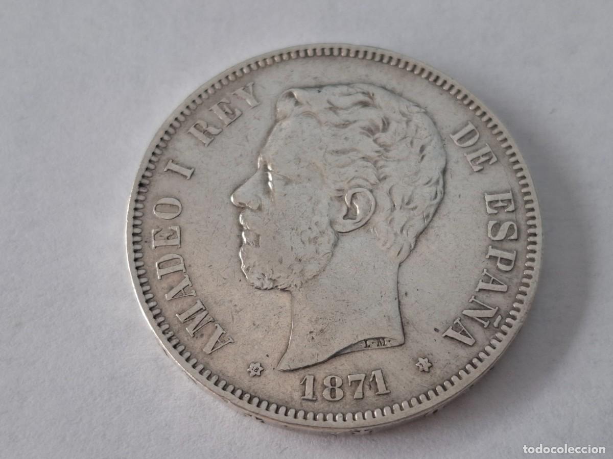 Monedas de Espa&ntilde;a: 5 PESETAS de PLATA de 1971 AMADEO DE SABOYA *18/71 BANCO DE ESPA&Ntilde;A en BC+
