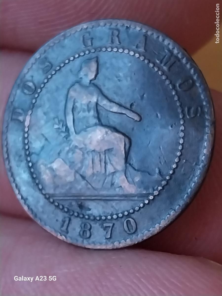 Monedas de Espa&ntilde;a: 1870 PRIMERA REPUBLICA 2 CENTIMOS MONEDA ORIGINAL CIRCULADA