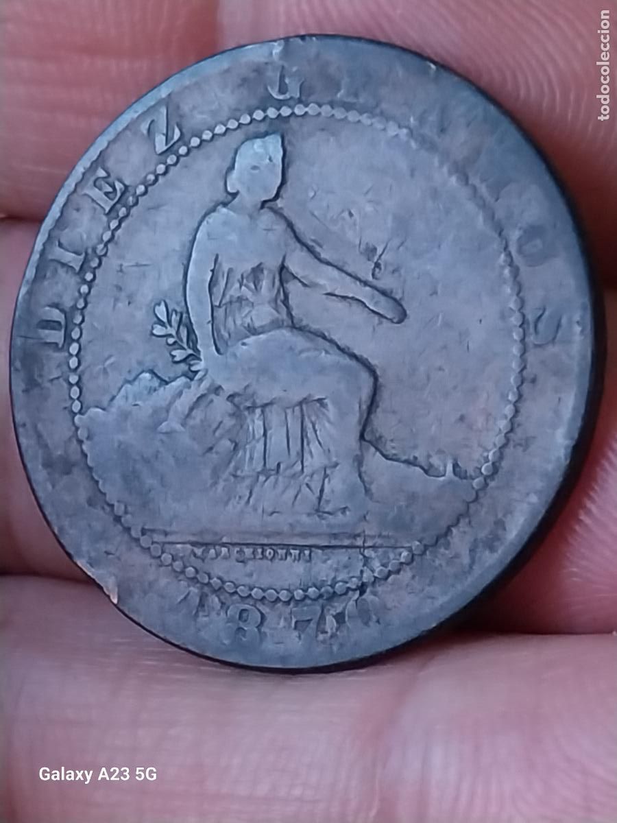 Monedas de Espa&ntilde;a: 1870 PRIMERA REPUBLICA 10 CENTIMOS O M MONEDA ORIGINAL CIRCULADA