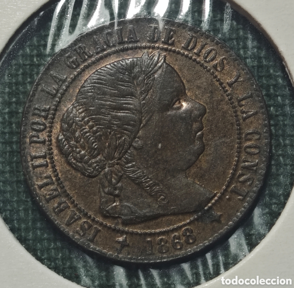 Monedas de Espa&ntilde;a: 1/2 C&Eacute;NTIMO ESCUDO ISABEL II 1868 JUBIA SIN CIRCULAR