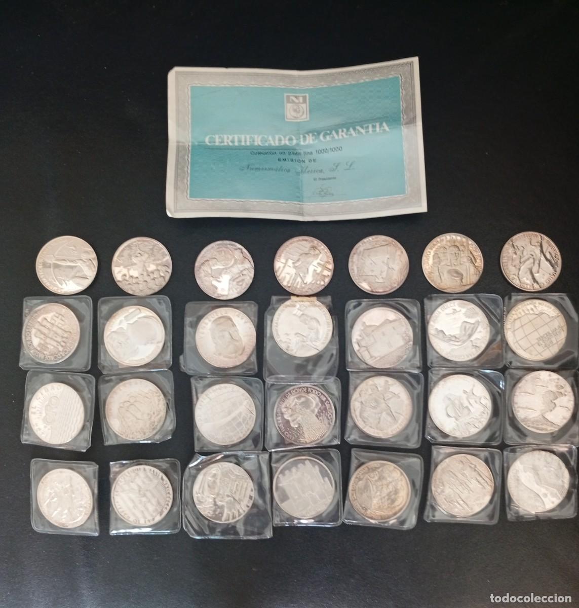 Monedas de Espa&ntilde;a: Colecci&oacute;n 28 monedas plata fina de 27 g a&ntilde;o 1992 por el V centenario descubrimiento America 1492