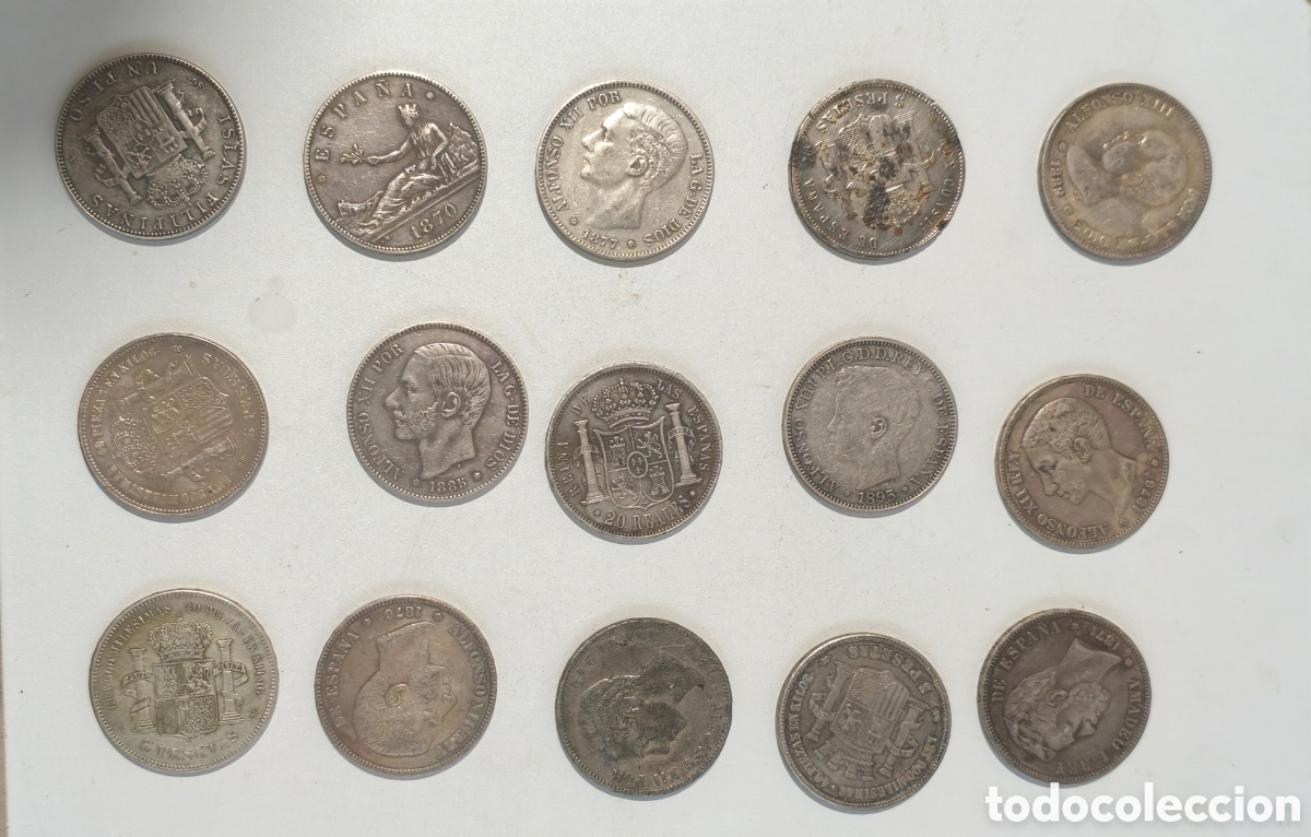 Monedas de Espa&ntilde;a: Lote 15 monedas 5 pesetas falsas de epoca