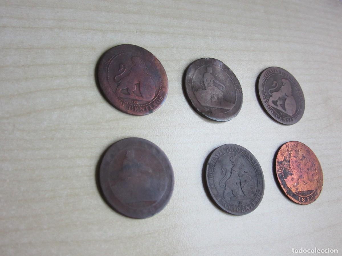 Monedas de Espa&ntilde;a: 6 monedas de 5 c&eacute;ntimos del Gobierno Provisional 1870 - Foto 2