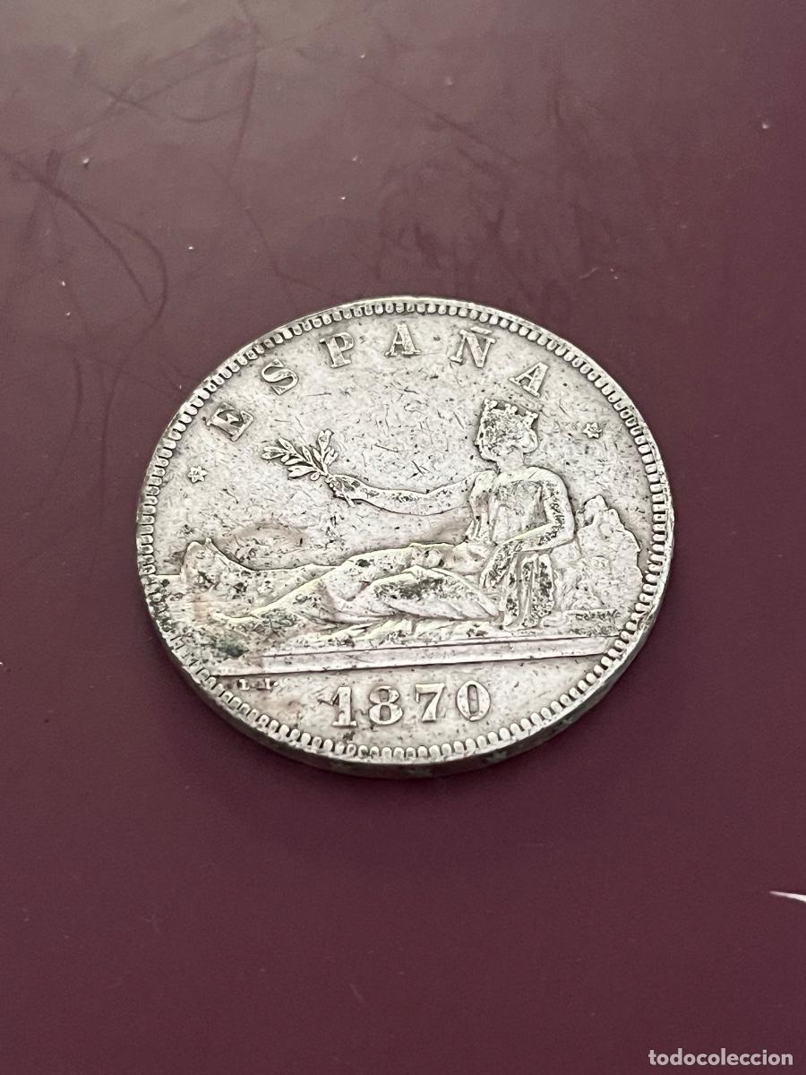 Monedas de Espa&ntilde;a: Espa&ntilde;a. 5 pesetas de plata. 1870.
