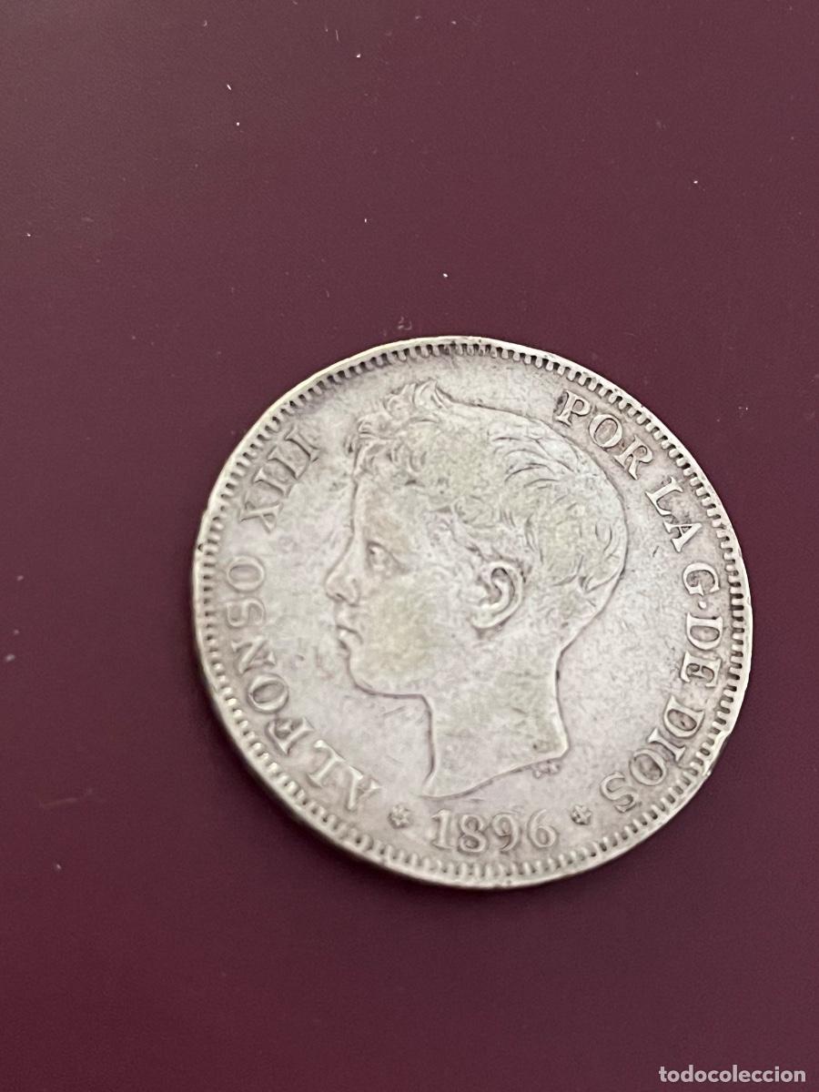 Monedas de Espa&ntilde;a: 5 pesetas de plata. Alfonso XIII. 1896.