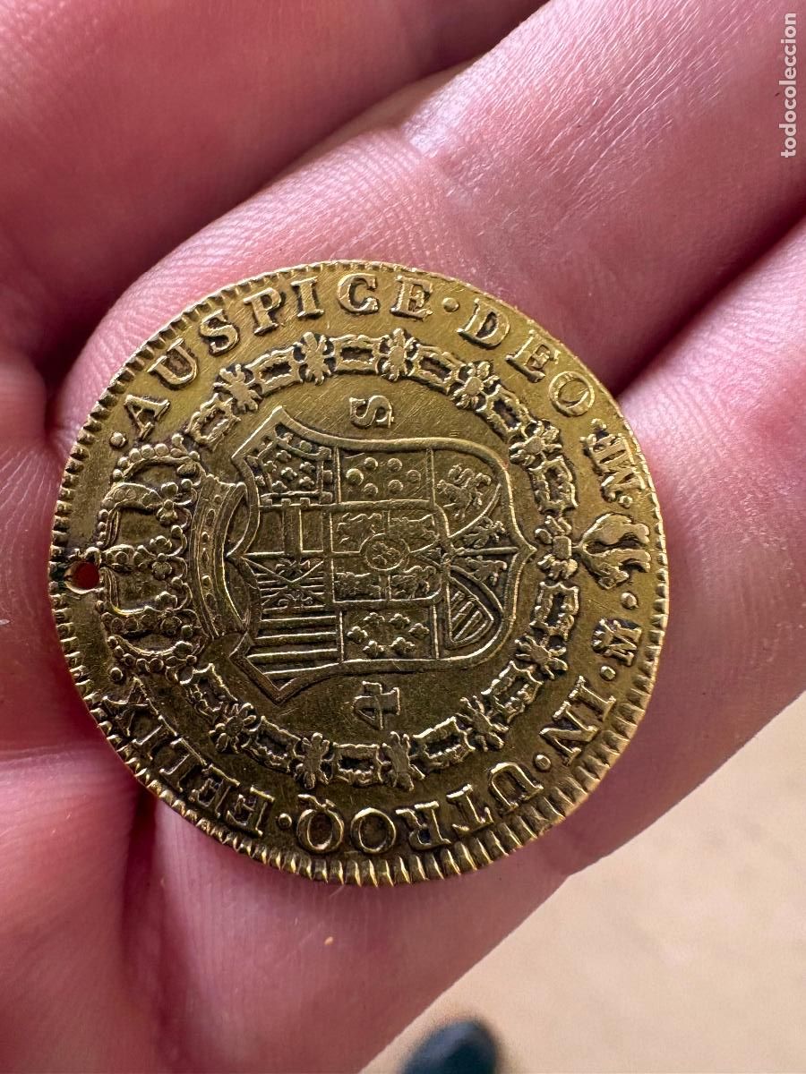 Monedas de Espa&ntilde;a: Carlos IV de 4 escudos, 1791 moneda oro 21 k