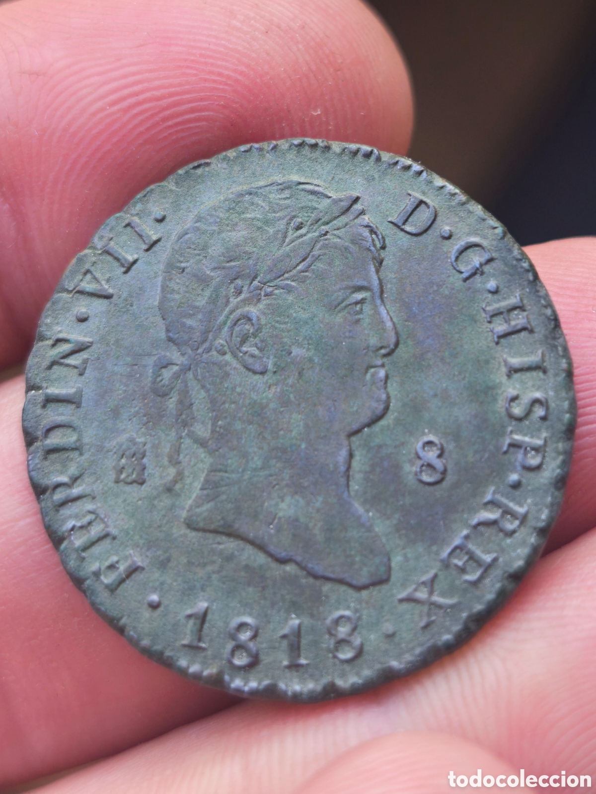 Monedas de Espa&ntilde;a: Fernando VII 1818 8 maravedis Segovia EBC