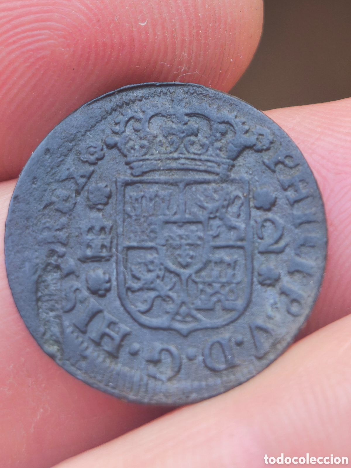 Monedas de Espa&ntilde;a: Felipe V 1746 2 maravedis Segovia