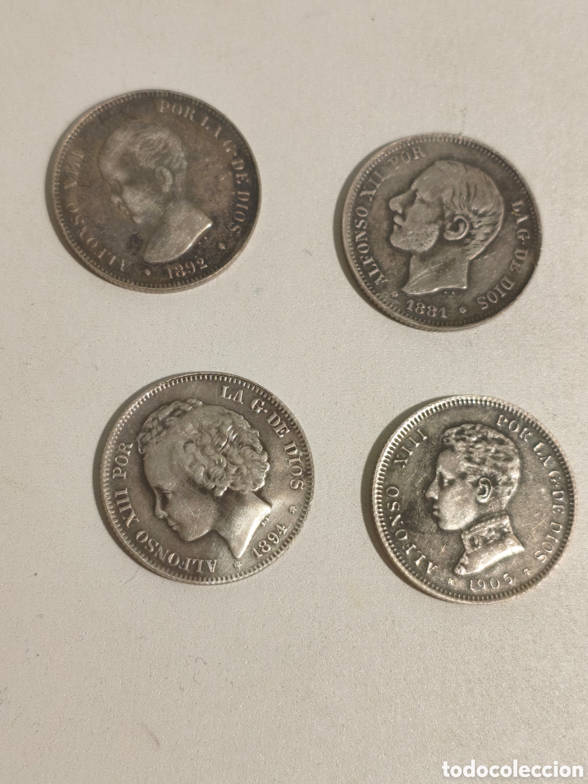 Monedas de Espa&ntilde;a: Lote 4 Monedas 2 Pesetas Alfonso XII/XIII - Falsas de &Eacute;poca