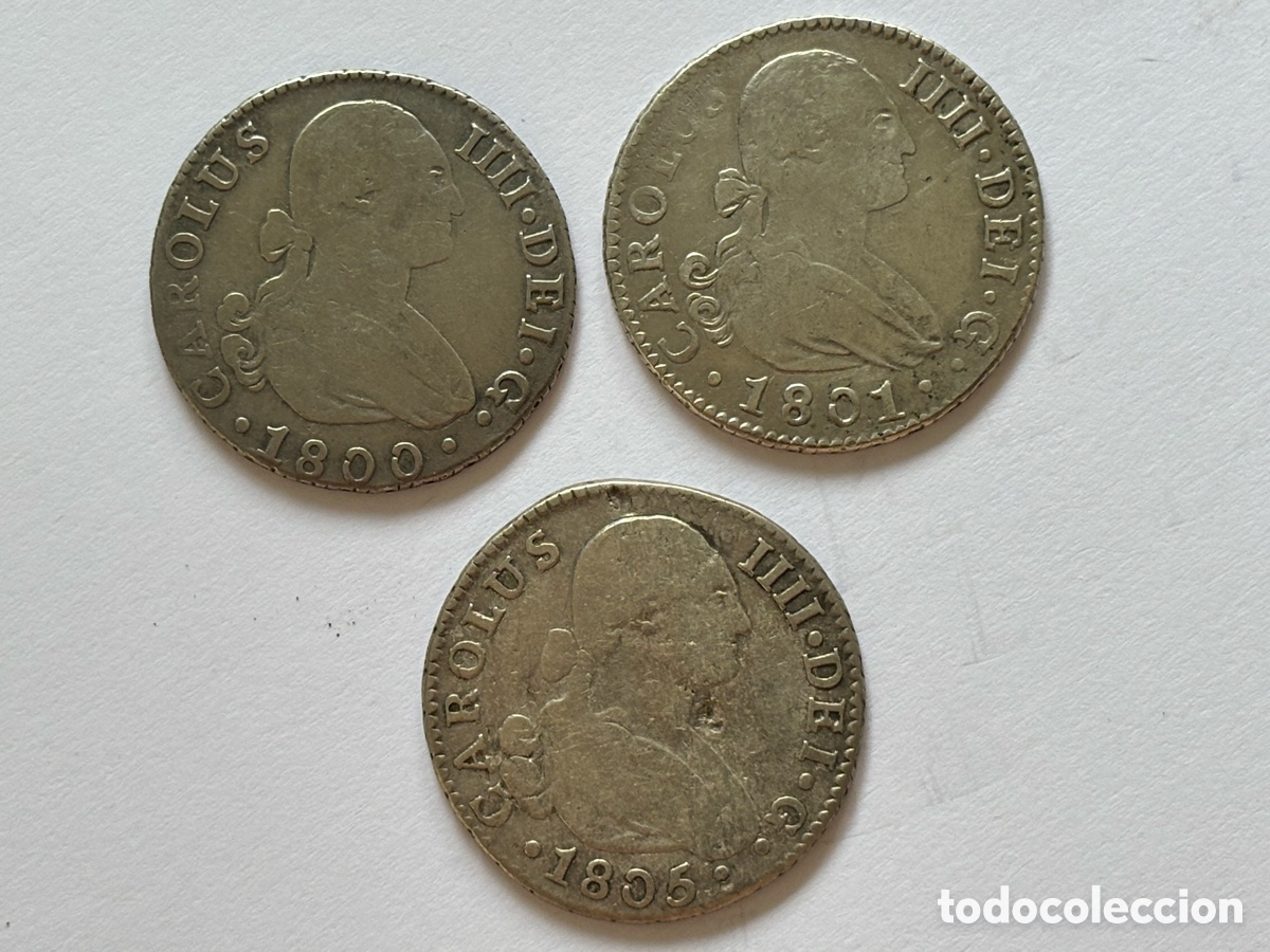 Monedas de Espa&ntilde;a: CARLOS IV * 2 REALES SEVILLA CN * LOTE DE 3 MONEDAS * PLATA
