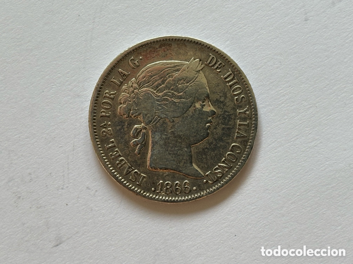 Monedas de Espa&ntilde;a: ISABEL II * 40 C&Eacute;NTIMOS DE ESCUDO 1866 MADRID * PLATA