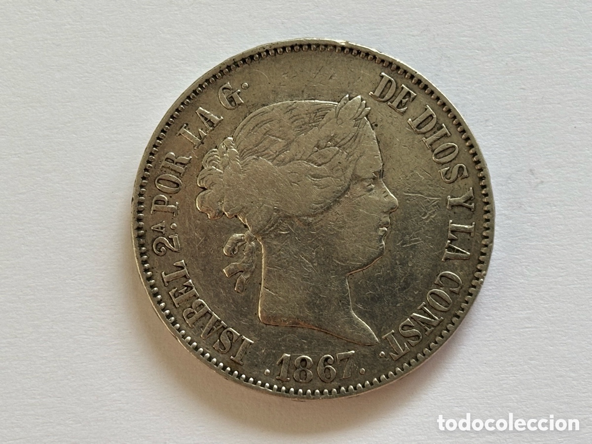 Monedas de Espa&ntilde;a: ISABEL II * 1 ESCUDO 1867 MADRID * PLATA