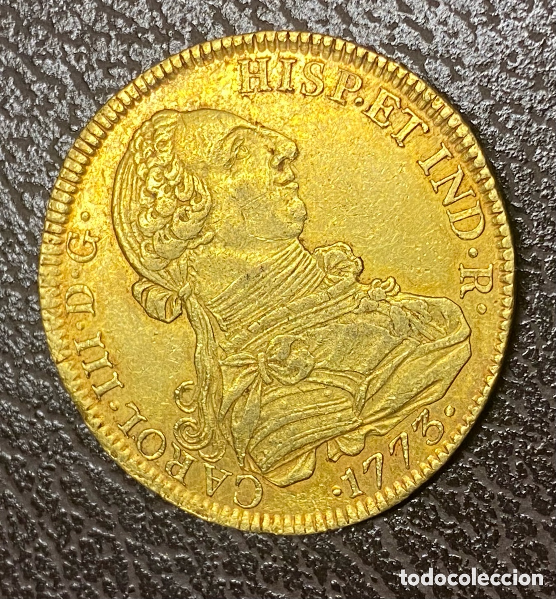 Monedas de Espa&ntilde;a: Moneda 8 escudos 1773. FM. Mexico. Carlos III. Oro