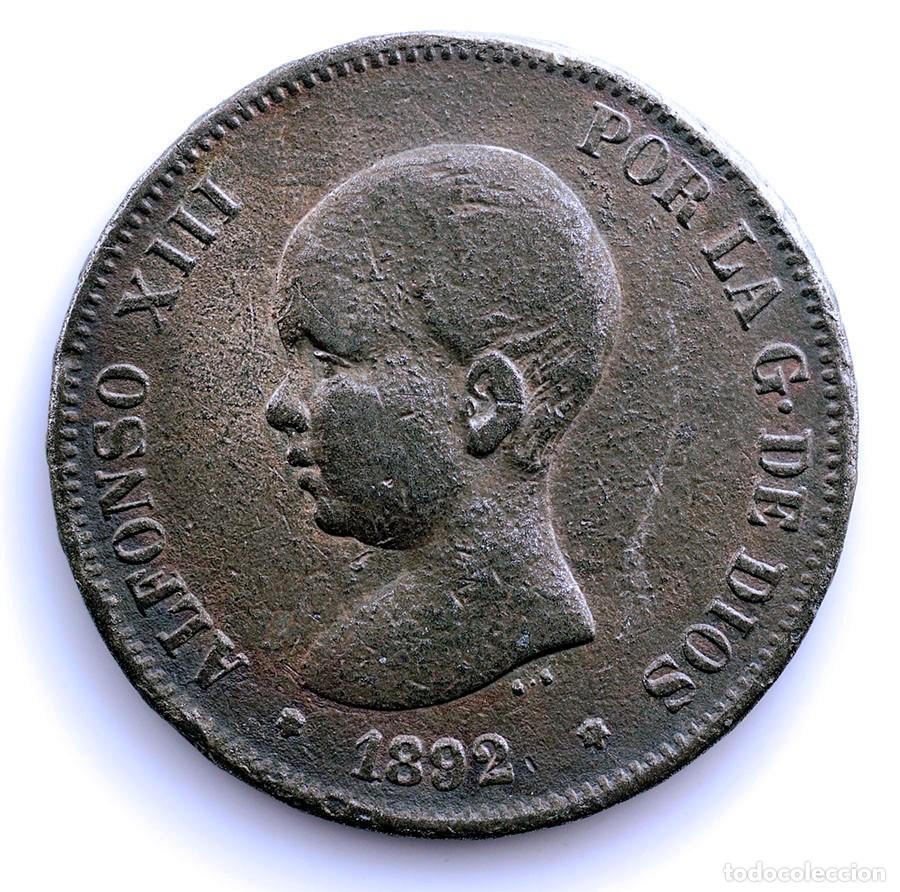 Monedas de Espa&ntilde;a: SC-FALSA DE EPOCA. Alfonso XIII. 5 Peseta 1892 Madrid. Calamina 18,3 g