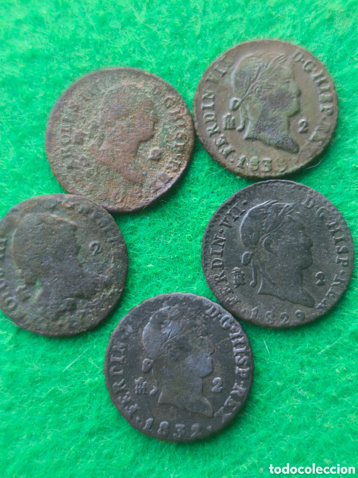 Monedas de Espa&ntilde;a: Lote 5 monedas de 2 maravedis varias fechas