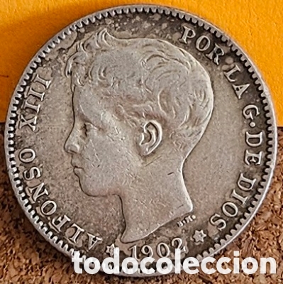 Monedas de Espa&ntilde;a: ESPA&Ntilde;A, 1 PESETA, 1902. *19*02. ALFONSO XIII. PLATA.