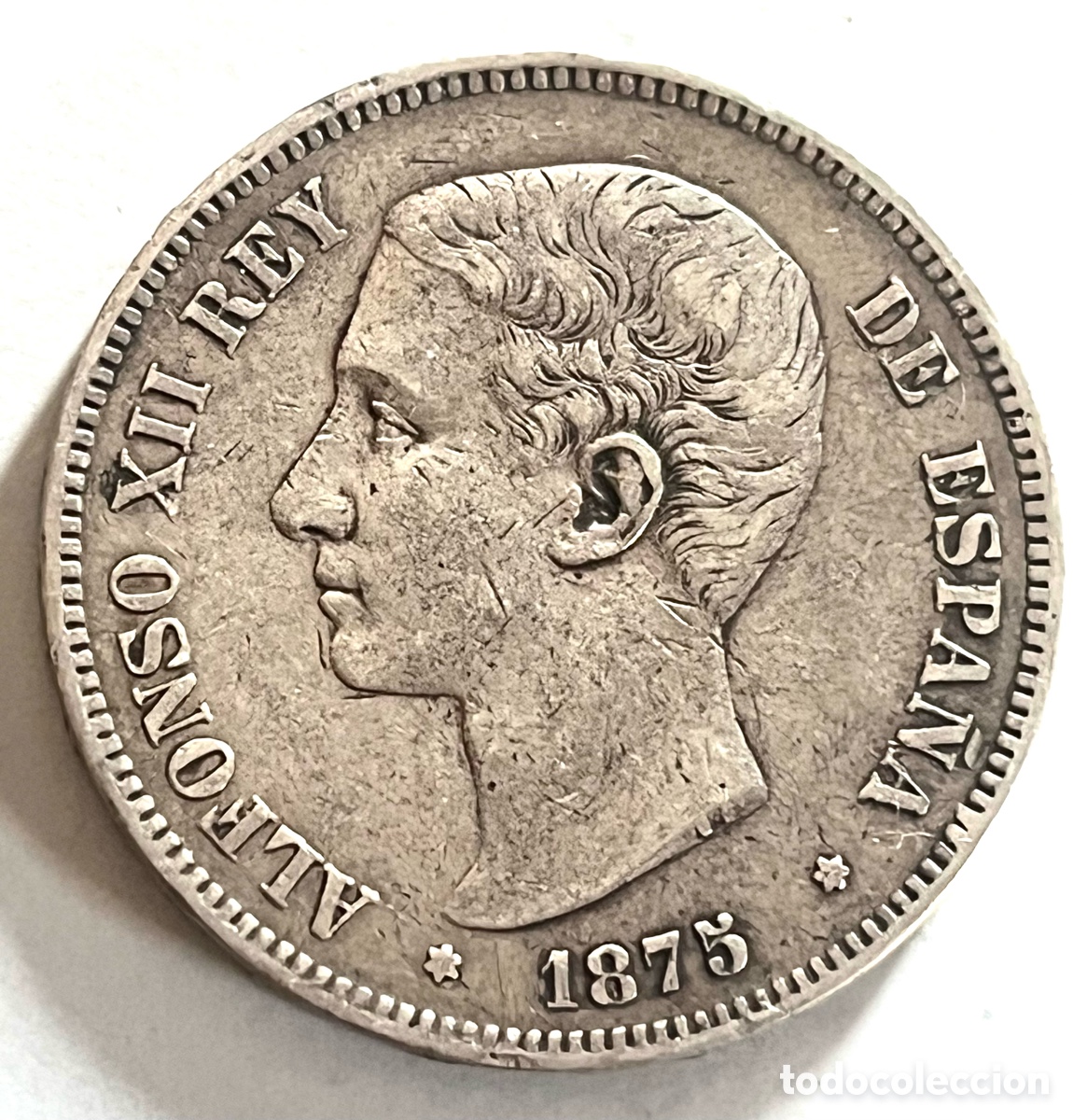 Monedas de Espa&ntilde;a: MONEDA 5 PESETAS ALFONSO XII 1875 *75 - PLATA