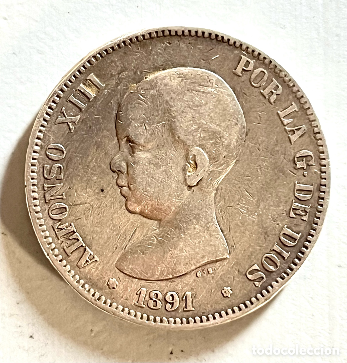 Monedas de Espa&ntilde;a: MONEDA 5 PESETAS ALFONSO XIII 1891 *91 - PGM - PLATA