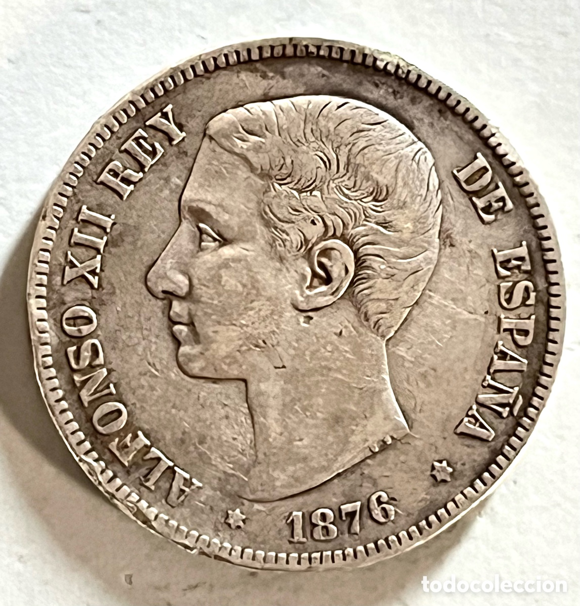 Monedas de Espa&ntilde;a: MONEDA 5 PESETAS ALFONSO XII 1876 *76 - DEM - PLATA