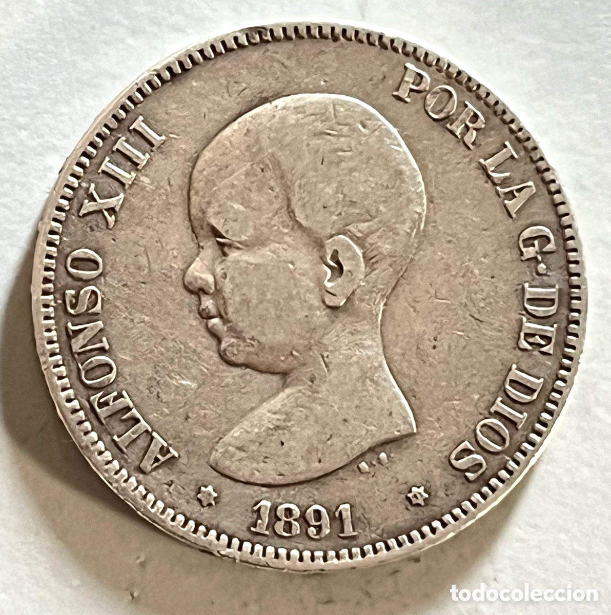 Monedas de Espa&ntilde;a: MONEDA 5 PESETAS ALFONSO XIII 1891 *91 - PGM - PLATA
