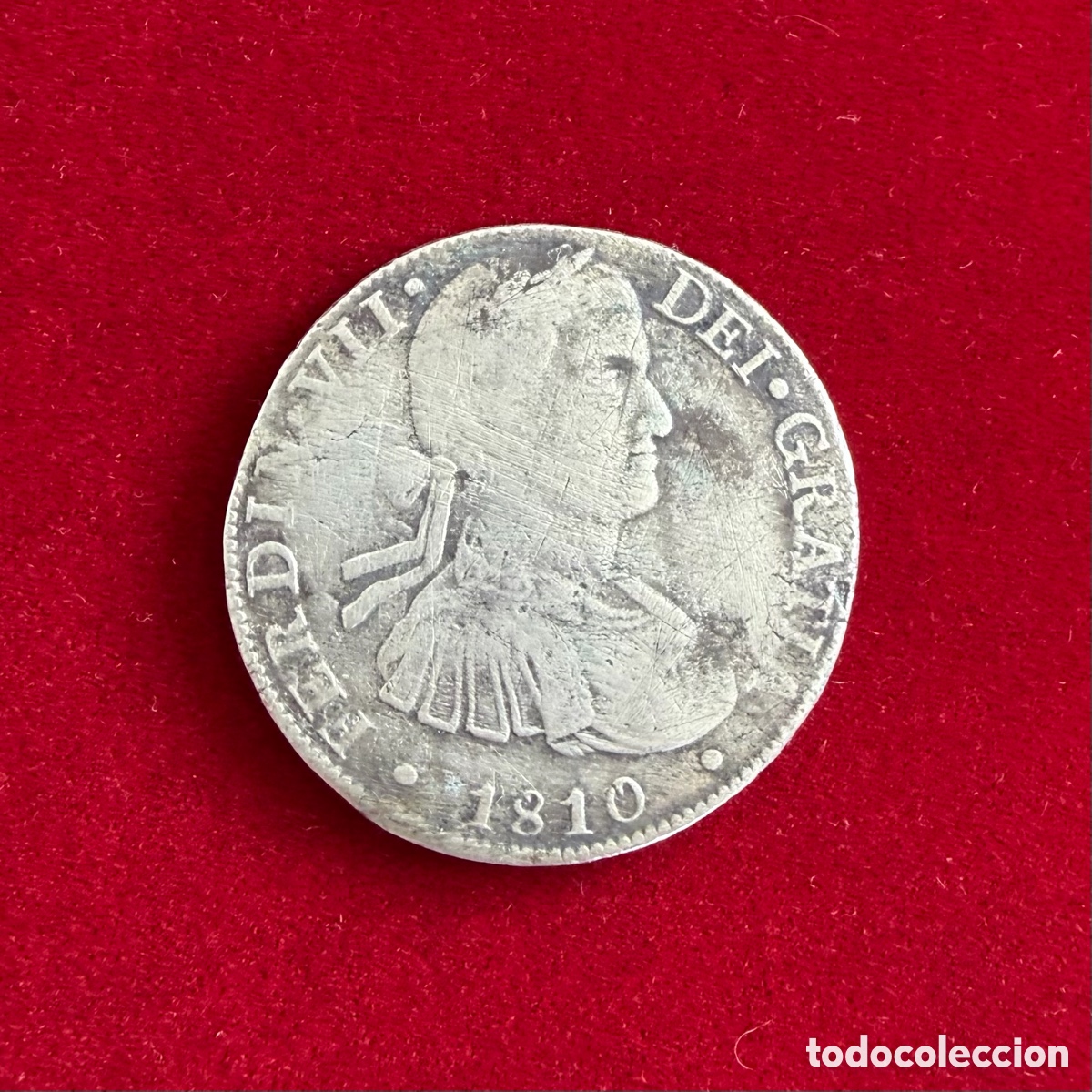 Monedas de Espa&ntilde;a: 8 Reales Fernando VII 1810 M&eacute;xico HJ Plata