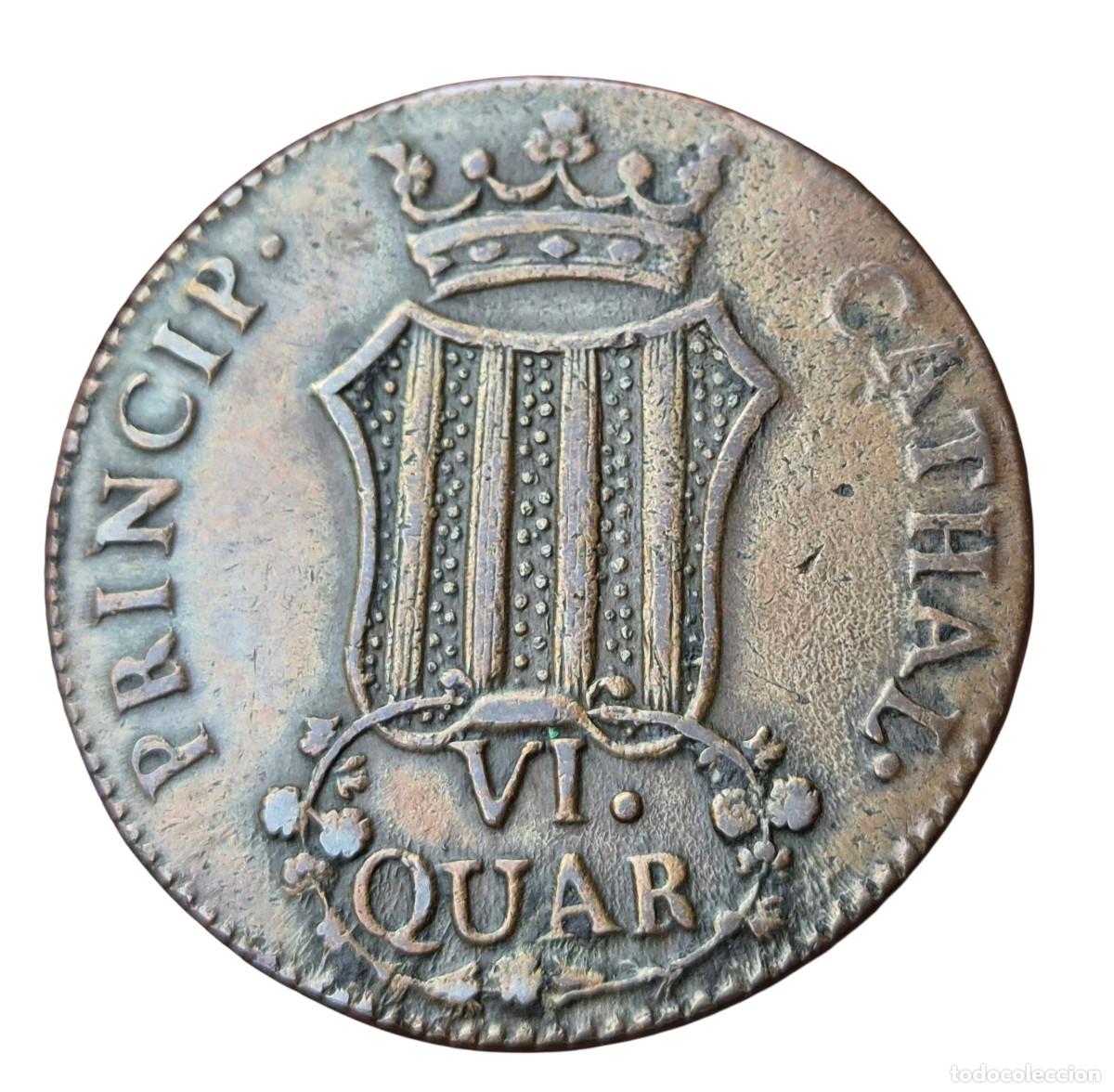 Monedas de Espa&ntilde;a: FERNANDO VII CATALU&Ntilde;A. 6 CUARTOS 1810 - Foto 2
