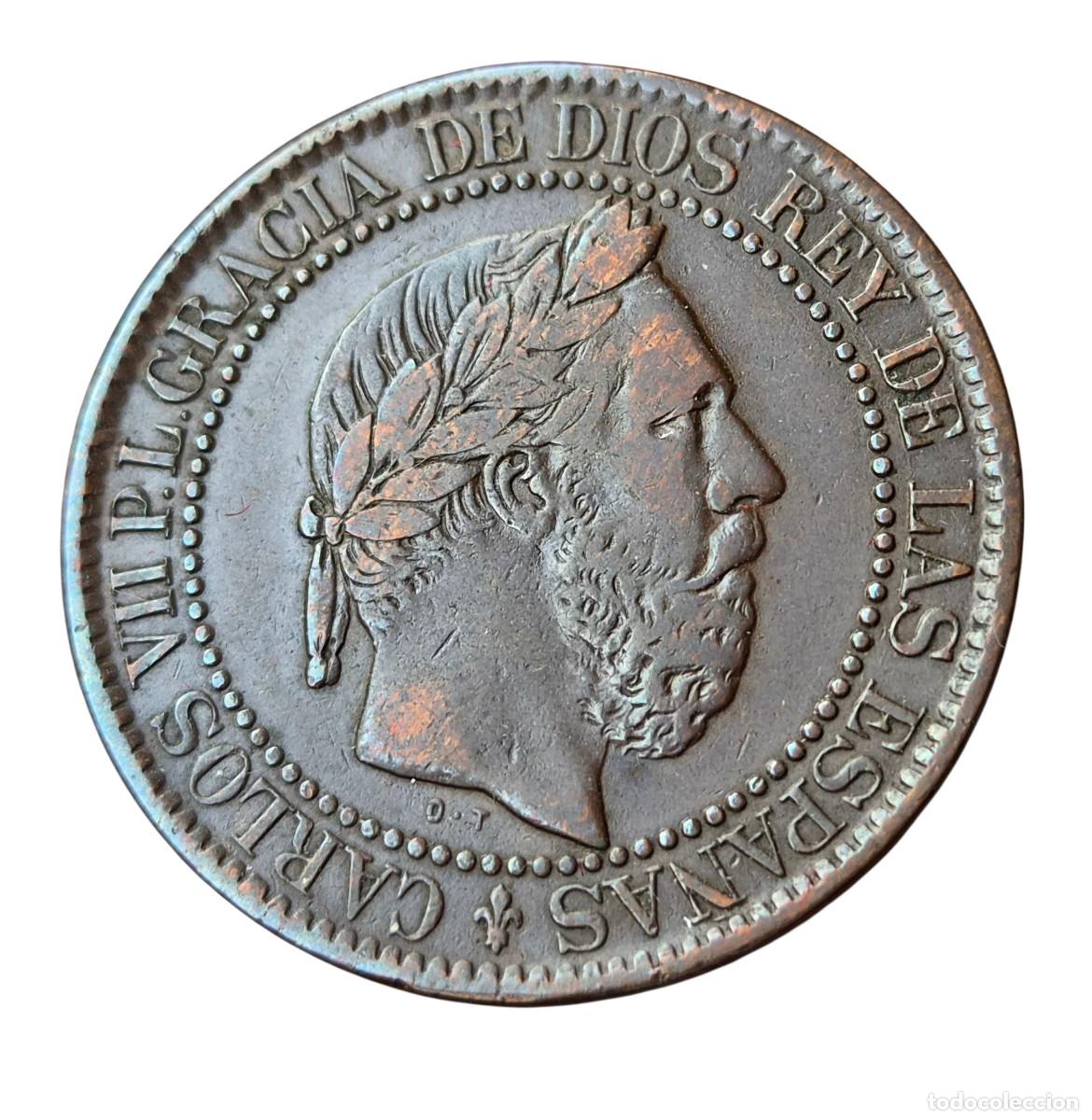 Monedas de Espa&ntilde;a: CARLOS VII O&Ntilde;ATE 10 CENTIMOS de PESETA. 1875