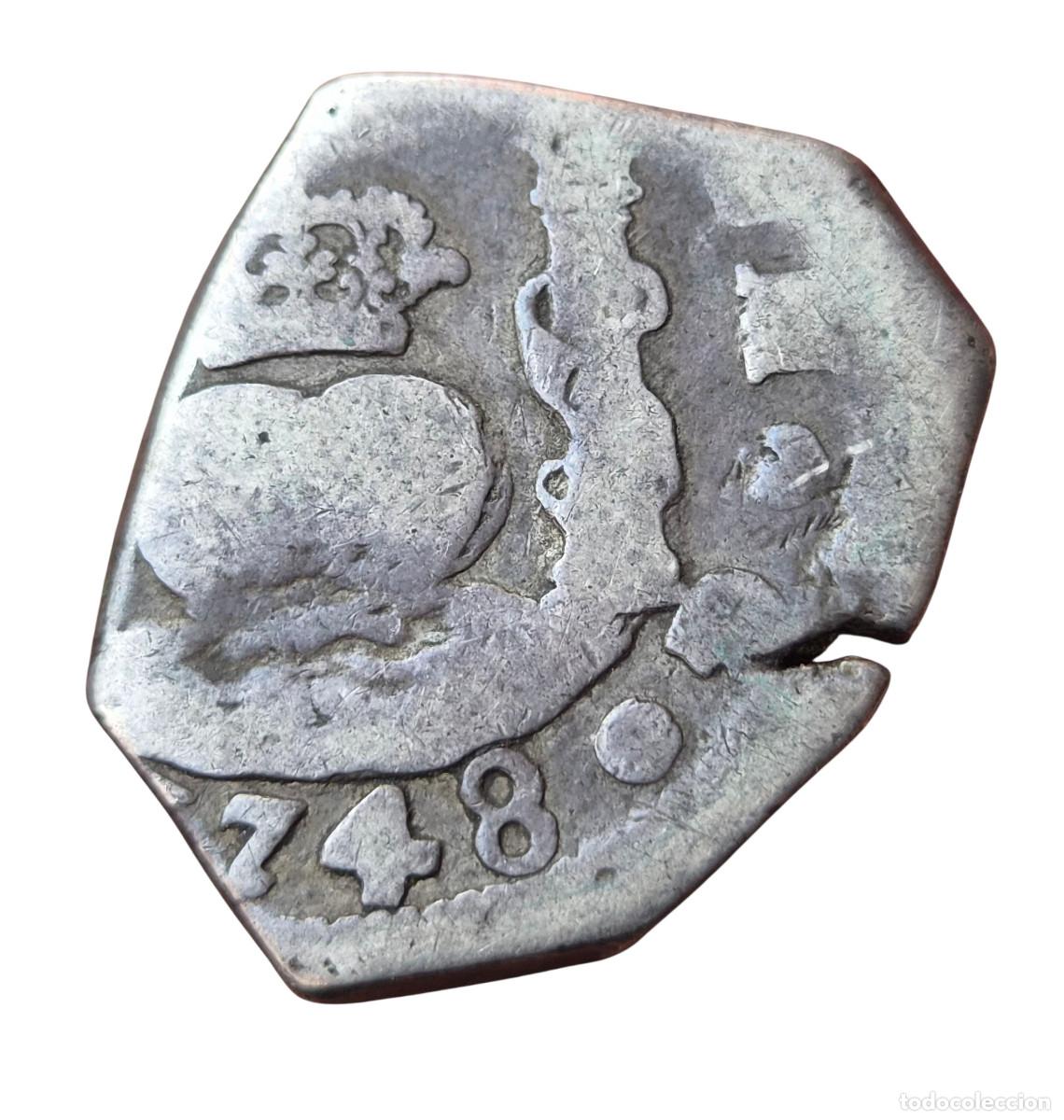 Monedas de Espa&ntilde;a: FERNANDO VI GUATEMALA 2 REALES 1748. Ag. Peso: 6.52 gr