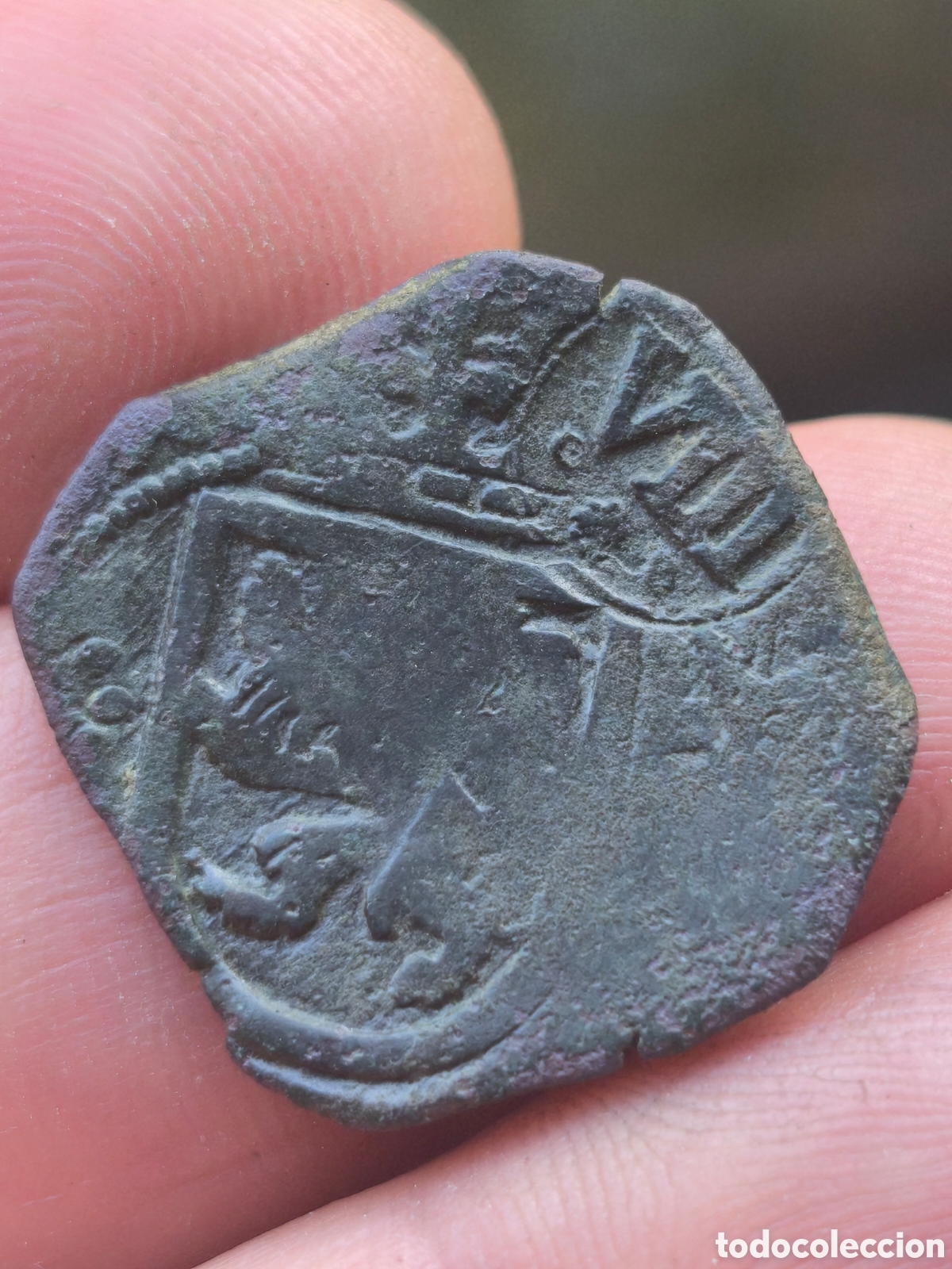 Monedas de Espa&ntilde;a: Felipe IV Granada con resello Coru&ntilde;a venera
