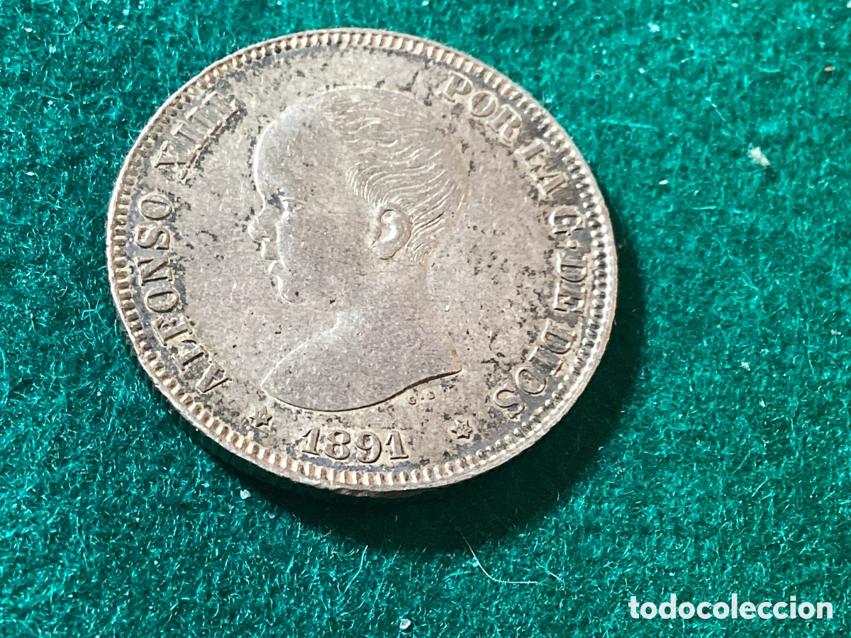 Monedas de Espa&ntilde;a: Moneda 2 pesetas Alfonso XIII a&ntilde;o 1891