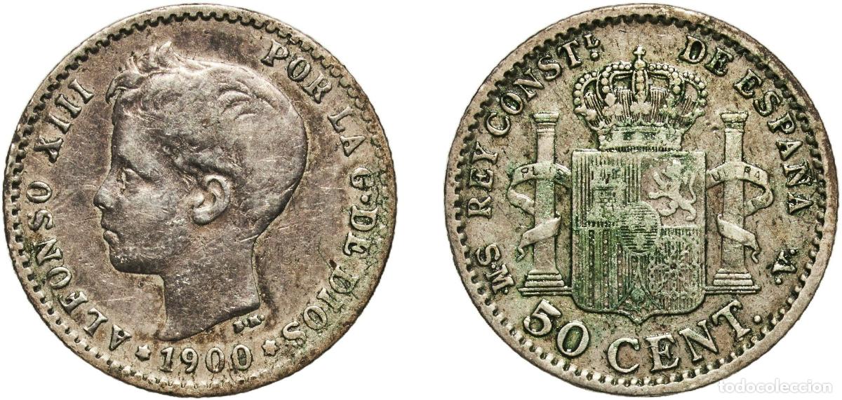Monedas de Espa&ntilde;a: Spain Kingdom 1900 SMV 50 Centimos - Alfonso XIII (3rd portrait) Silver (.835) Madrid Mint (2128369