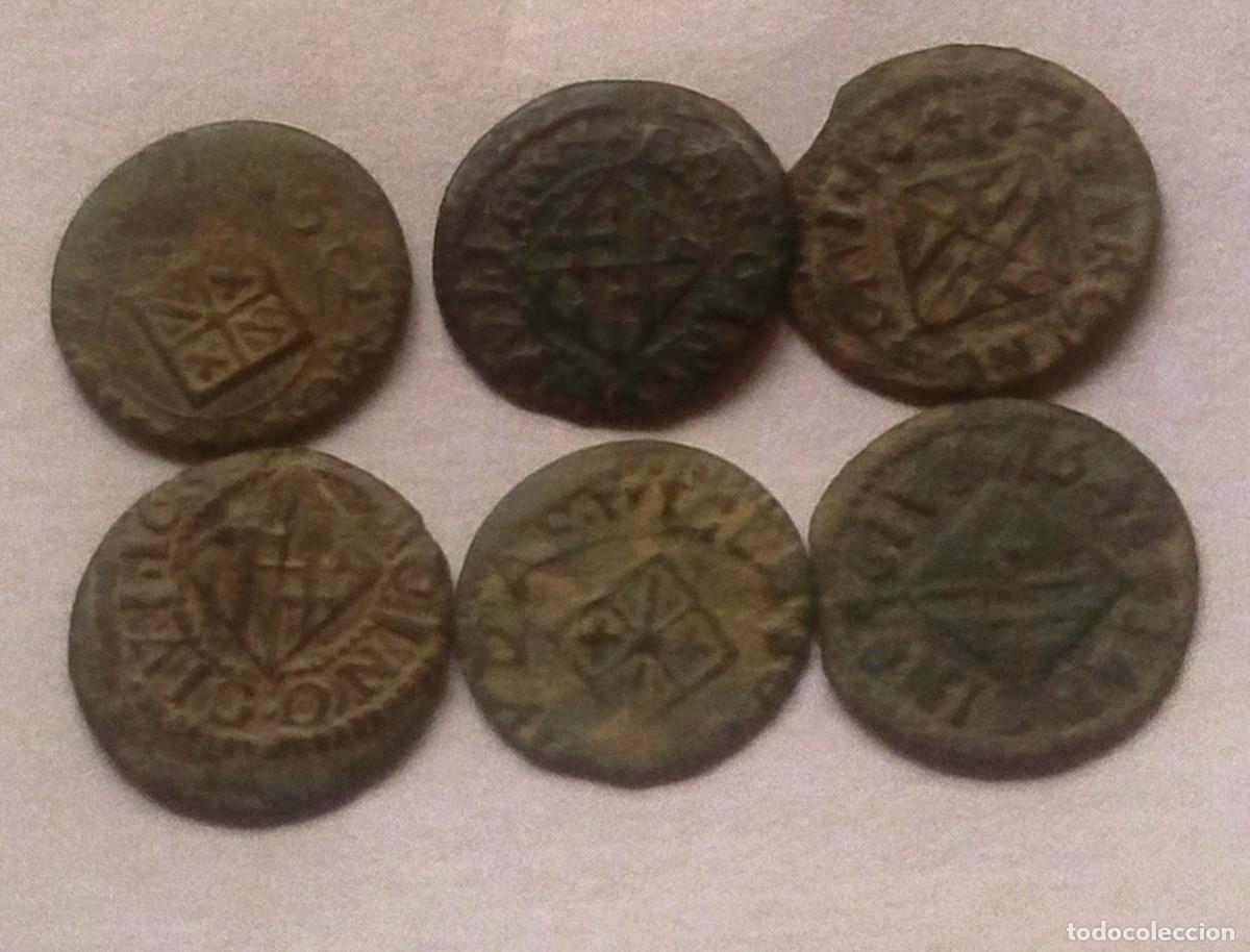 Monedas de Espa&ntilde;a: Lote de ardites 6 piezas