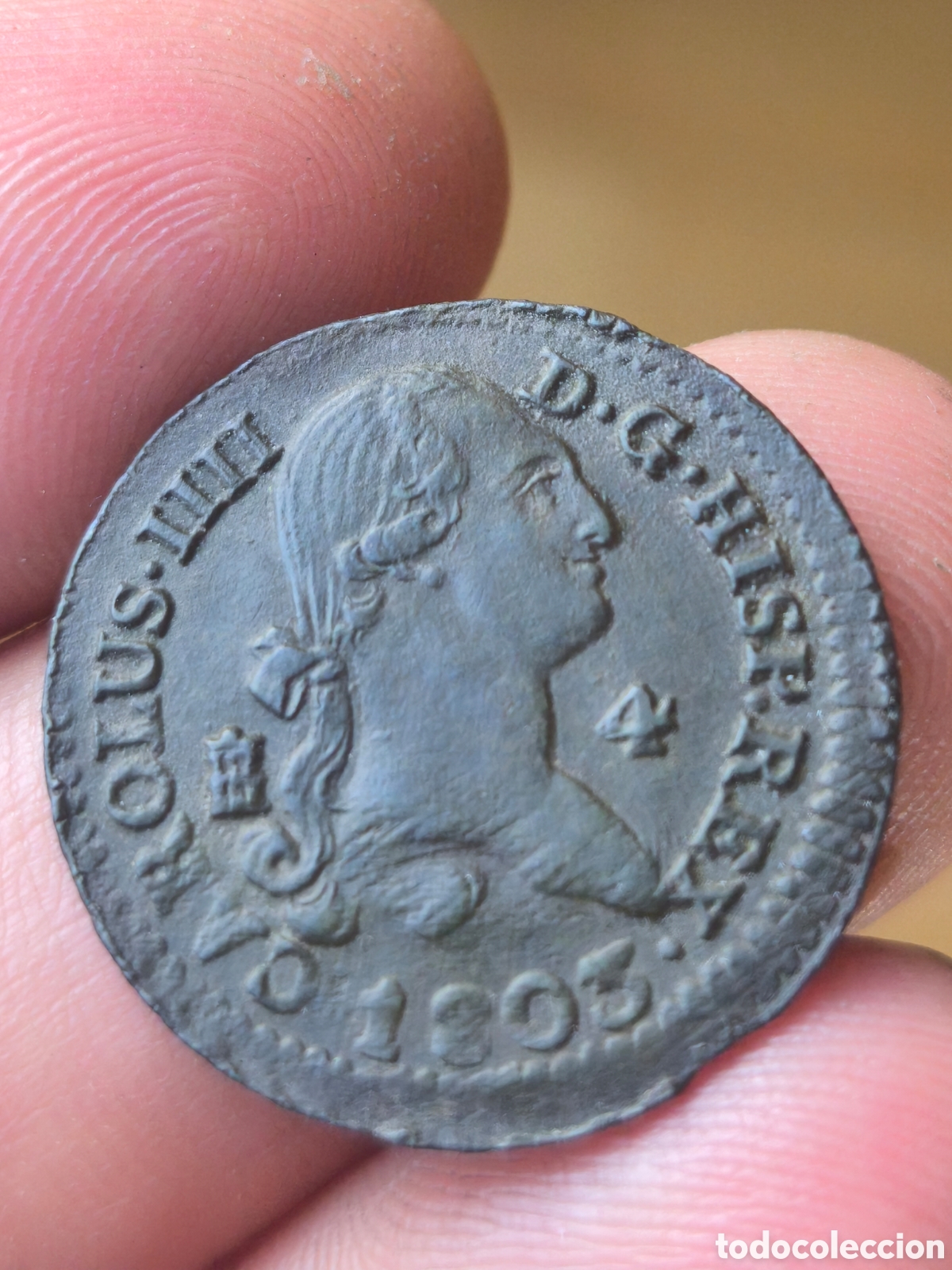 Monedas de Espa&ntilde;a: Carlos IV 1803 4 maravedis Segovia