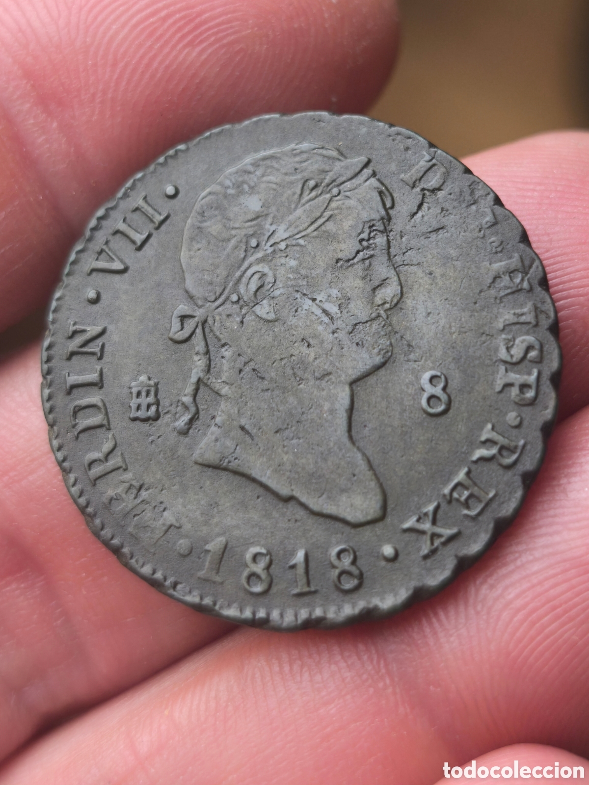 Monedas de Espa&ntilde;a: Fernando VII 1818 8 maravedis Segovia