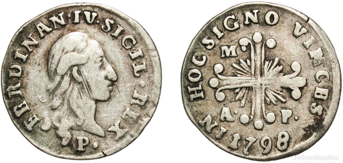 Monedas de Espa&ntilde;a: Italy Kingdom of Naples Kingdom 1798 P/M-AP 10 Grana - Ferdinand IV Silver (.833) 2.21g VF MIR NA