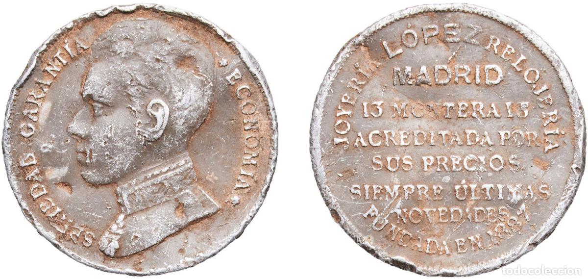 Monedas de Espa&ntilde;a: Spain Kingdom ND Token - Alfonso XIII (L&oacute;pez Relojer&iacute;a Madrid) Aluminium 0.85g VF
