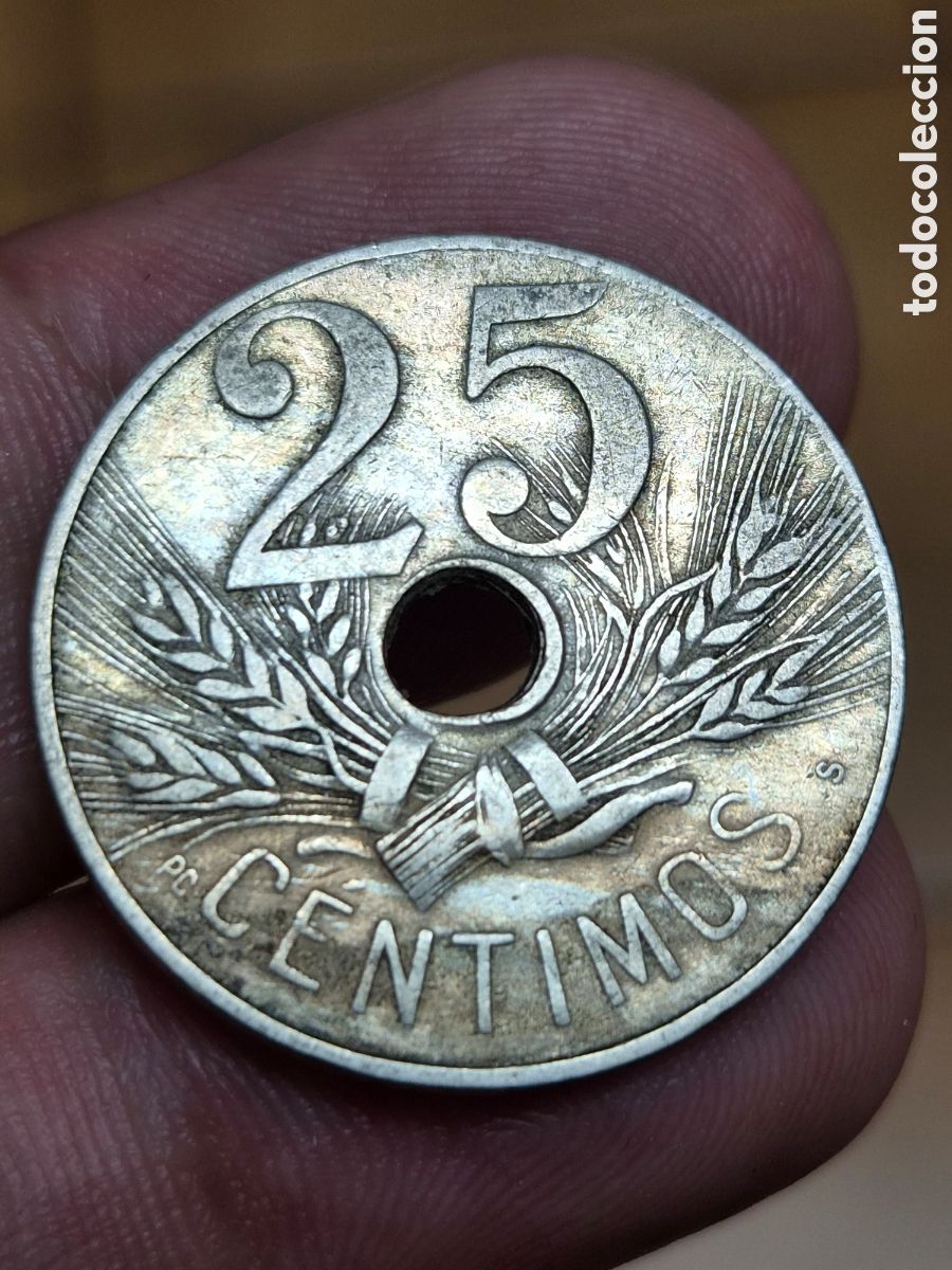 Moedas de Espanha: 25 c&eacute;ntimos 1927 (Alfonso XIII)